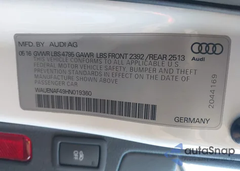 2017 Audi A4 2.0T Premium z USA, uszkodzony, nr VIN WAUENAF49HN019360